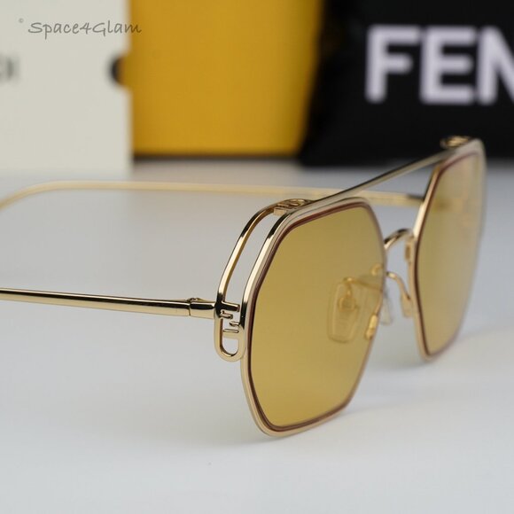 Fendi Women Sunglasses Gold Yellow Mirror Geometric FE40039U 10L BRAND NEW main image 8